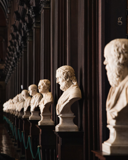 Busts in a library